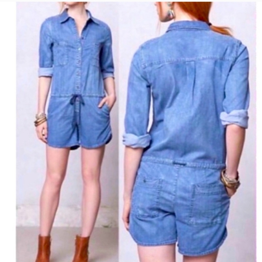 Anthropologie Denim Blue Romper